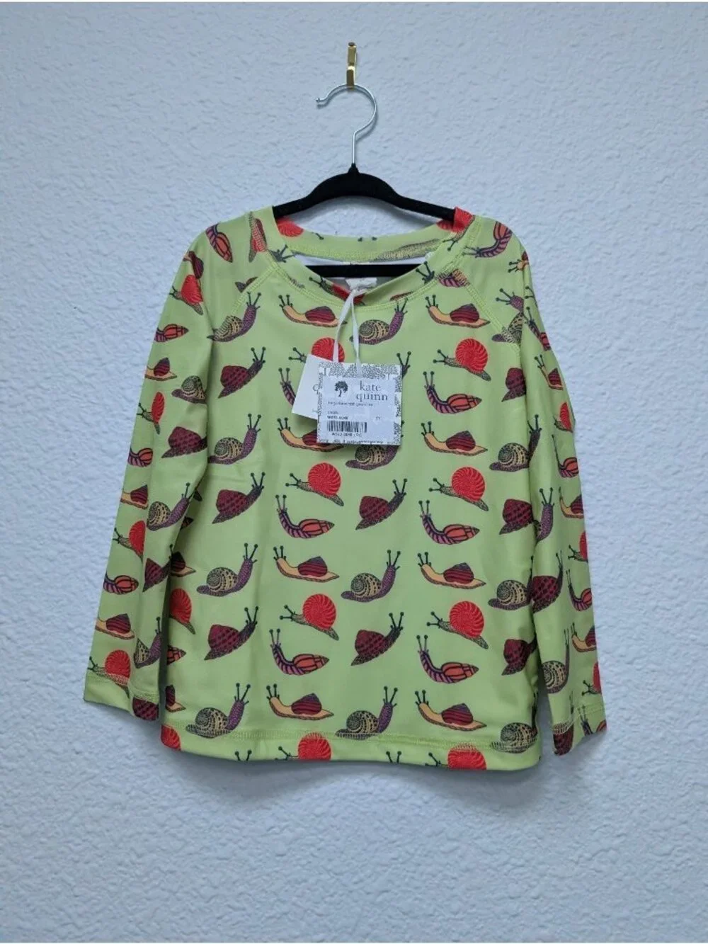 Kate Quinn Long Sleeve Top Rash Guard Tee 5Y Snails Swim Shirt Swimsuit
